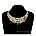 Pendentif en perle noir avec Collier cordon strass brillant